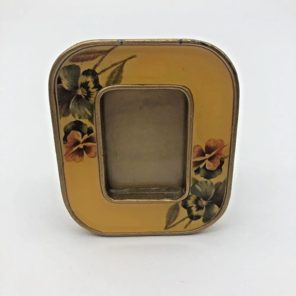 Bucklers NY Enamel Photo Frames Set of 2 Yellow Floral VINTAGE